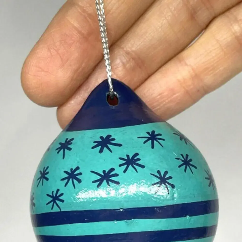Vintage Hand Painted Wooden Christmas Ornaments LOT of 4‎